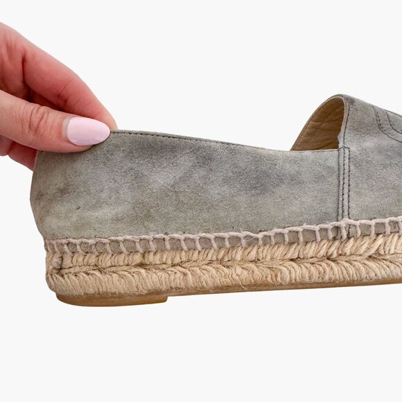Chanel CC Cap Toe Espadrille Flat EU 40 US 9-9.5 Gray Suede Slip On Shoe - Picture 8 of 12